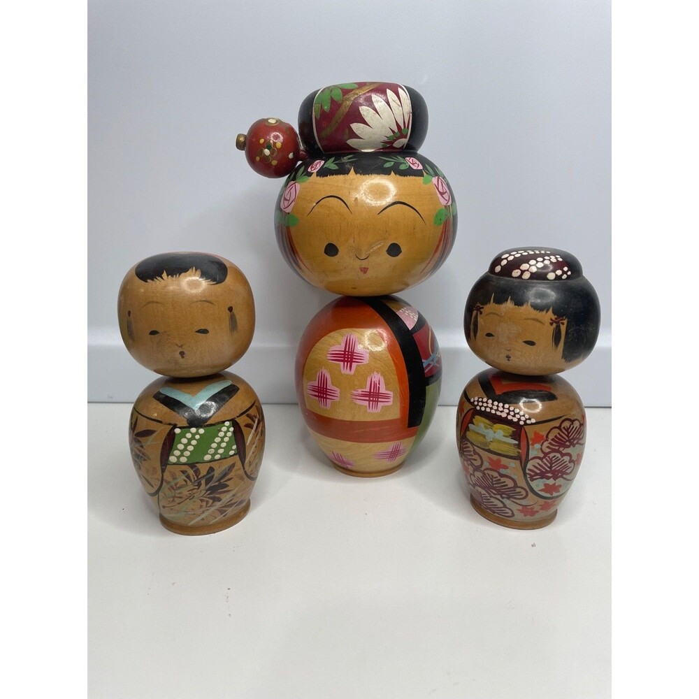 3 Japanese Vint. Donko Sosaku Kokeshi Dolls